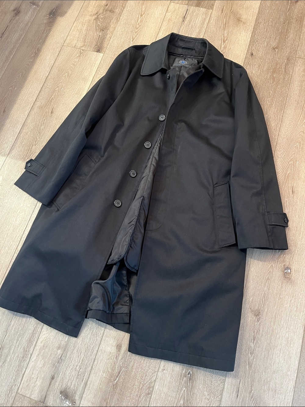 William Wallace - 44R Men's Black Trench Coat w/Zip Out Thinsulate Liner